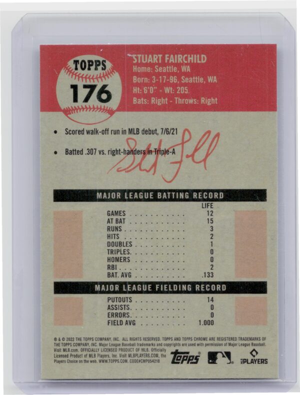 2022 Topps Chrome Platinum Anniversary Stuart Fairchild Black and White Mini Dia - Image 3
