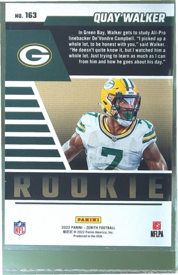 2022 Zenith Quay Walker Red Zone RC #163 Packers - Image 3