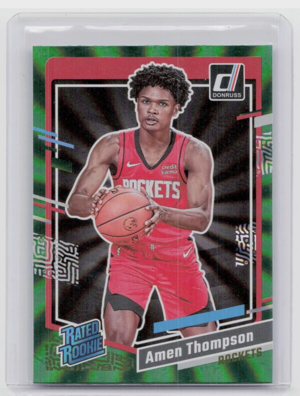 2023-24 Donruss Amen Thompson Green Holo Lazer #206 Rockets
