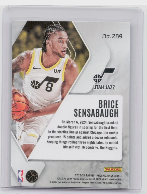 2023-24 Panini Phoenix Brice Sensabaugh Phoenix Teal Lazer 289 Jazz - Image 3