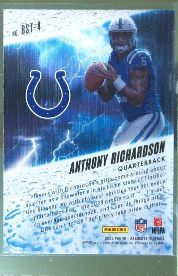 2023 Absolute Anthony Richardson RC #BST-4 Colts By Storm - Image 3