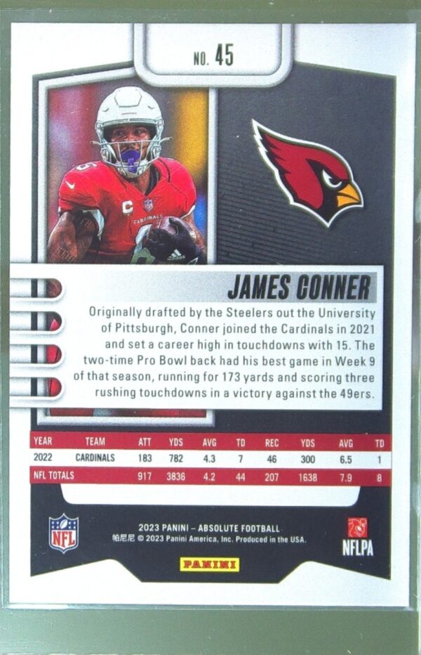 2023 Absolute James Conner Red Squares /499 #45 Cardinals - Image 3