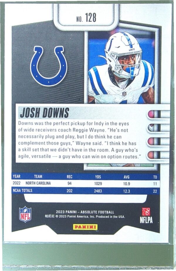 2023 Absolute Josh Downs Retail RC #128 Colts - Image 3