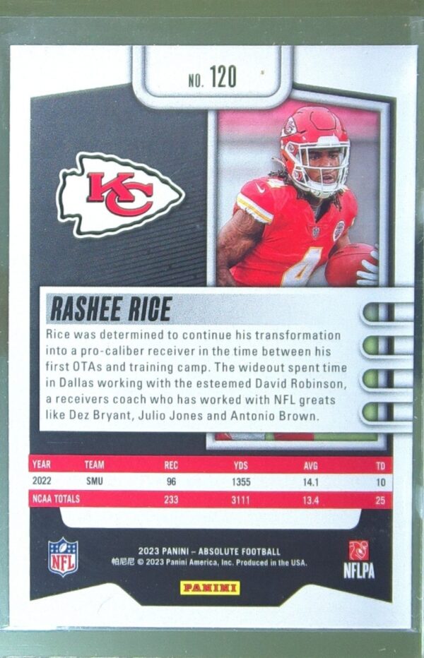 2023 Absolute Rashee Rice Retail RC #120 Chiefs - Image 3