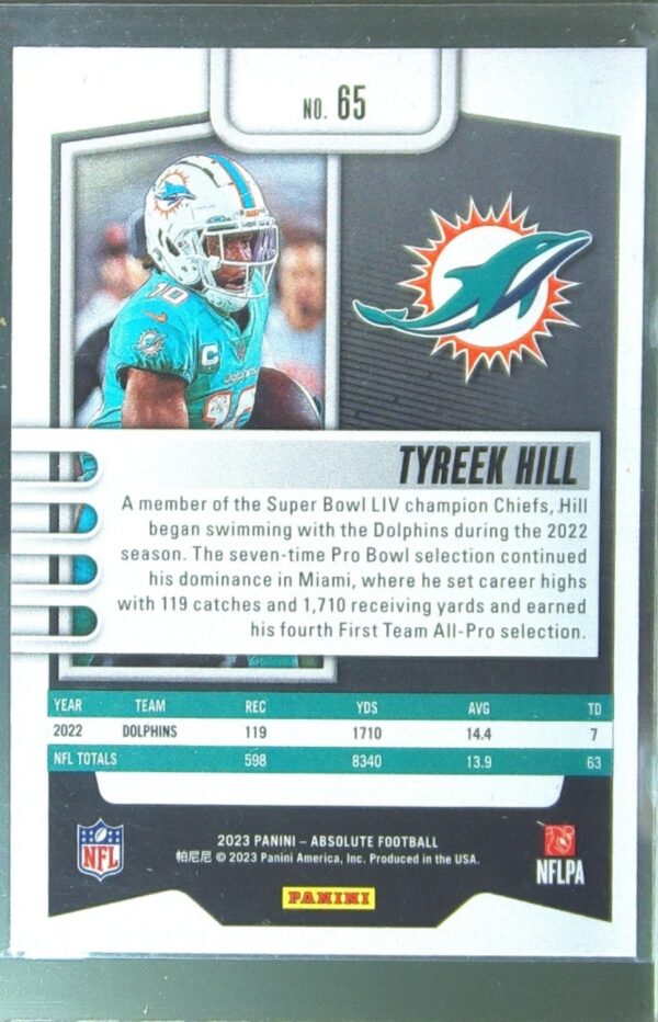 2023 Absolute Tyreek Hill Blue #65 Dolphins - Image 3