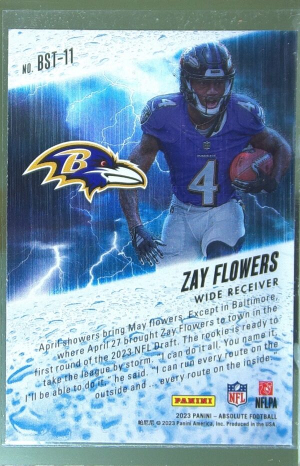 2023 Absolute Zay Flowers RC #BST-11 Ravens By Storm - Image 3