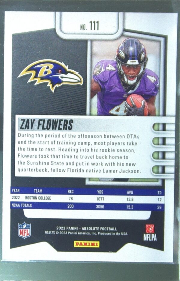 2023 Absolute Zay Flowers Retail RC #111 Ravens - Image 3