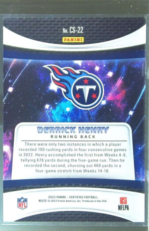 2023 Certified Derrick Henry #CS-22 Titans Certified Stars - Image 3