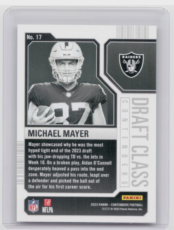 2023 Contenders Michael Mayer RC #17 Raiders Draft Class Contenders - Image 3