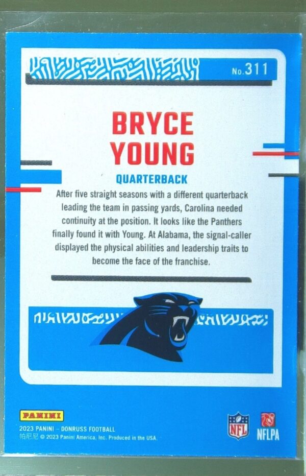 2023 Donruss Bryce Young RC #311 Panthers - Image 3