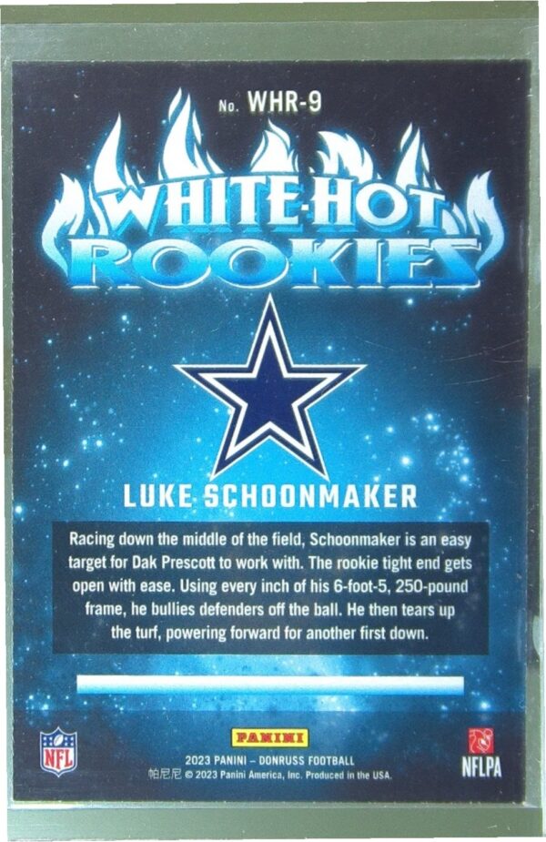 2023 Donruss Luke Schoonmaker RC #WHR-9 Cowboys White Hot Rookies - Image 3