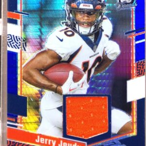 2023 Donruss Optic Jerry Jeudy JSY #DT-JJE Broncos Donruss Threads Blue Hyper