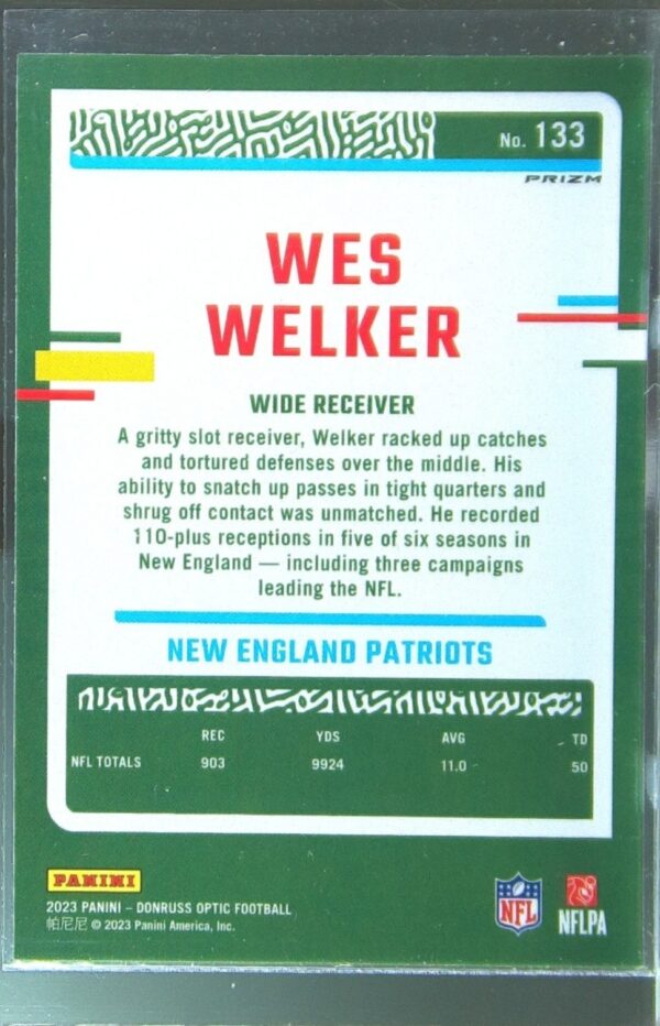 2023 Donruss Optic Wes Welker Stars #133 Patriots - Image 3