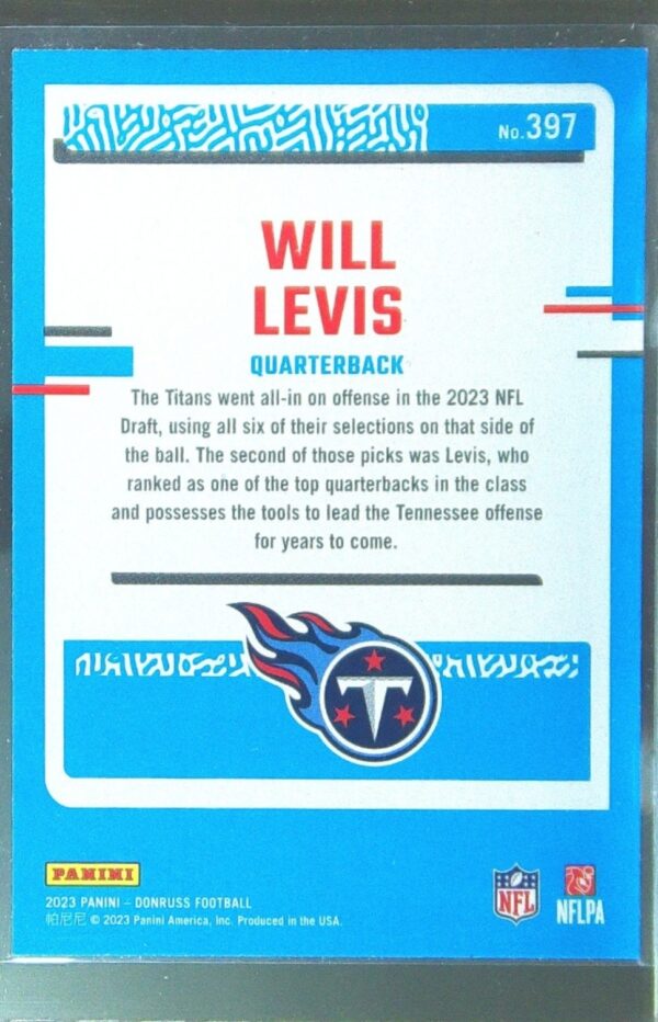 2023 Donruss Will Levis RC #397 Titans - Image 3