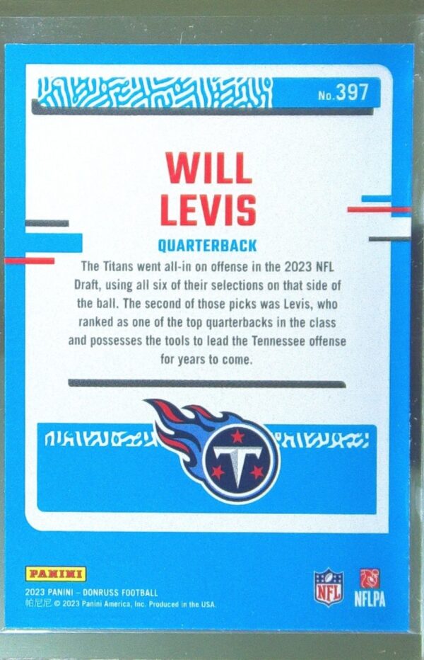 2023 Donruss Will Levis RC #397 Titans - Image 3
