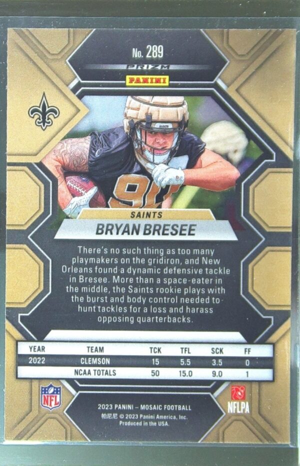 2023 Mosaic Bryan Bresee Silver #289 Saints - Image 3