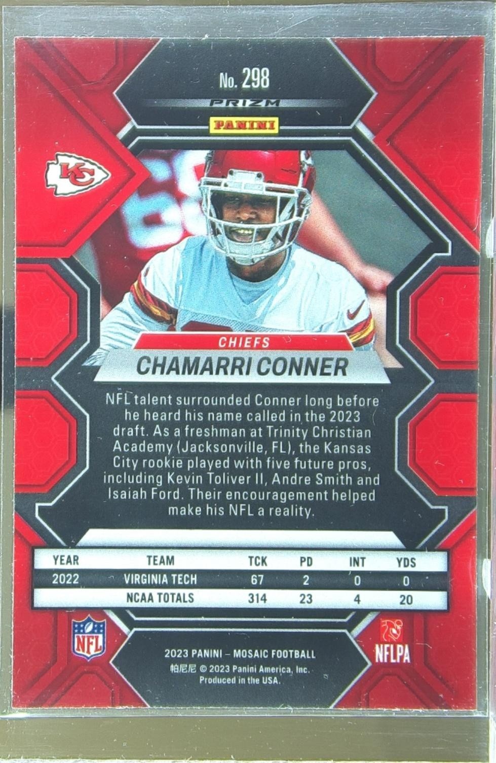2023 Mosaic Chamarri Conner RC #298 Chiefs - Image 3