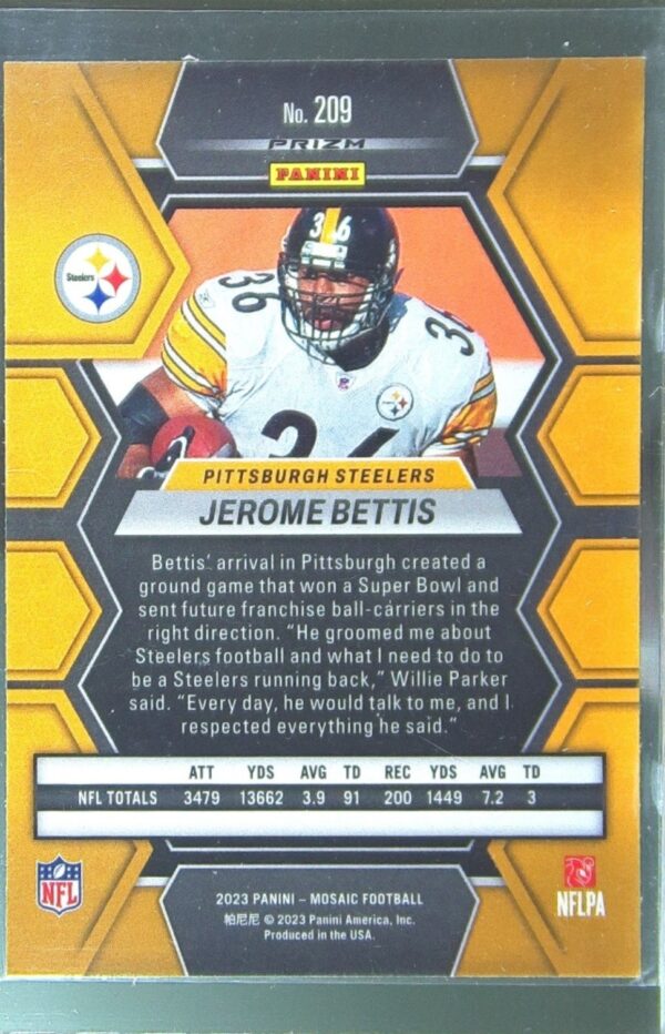 2023 Mosaic Jerome Bettis Silver #209 Steelers - Image 3
