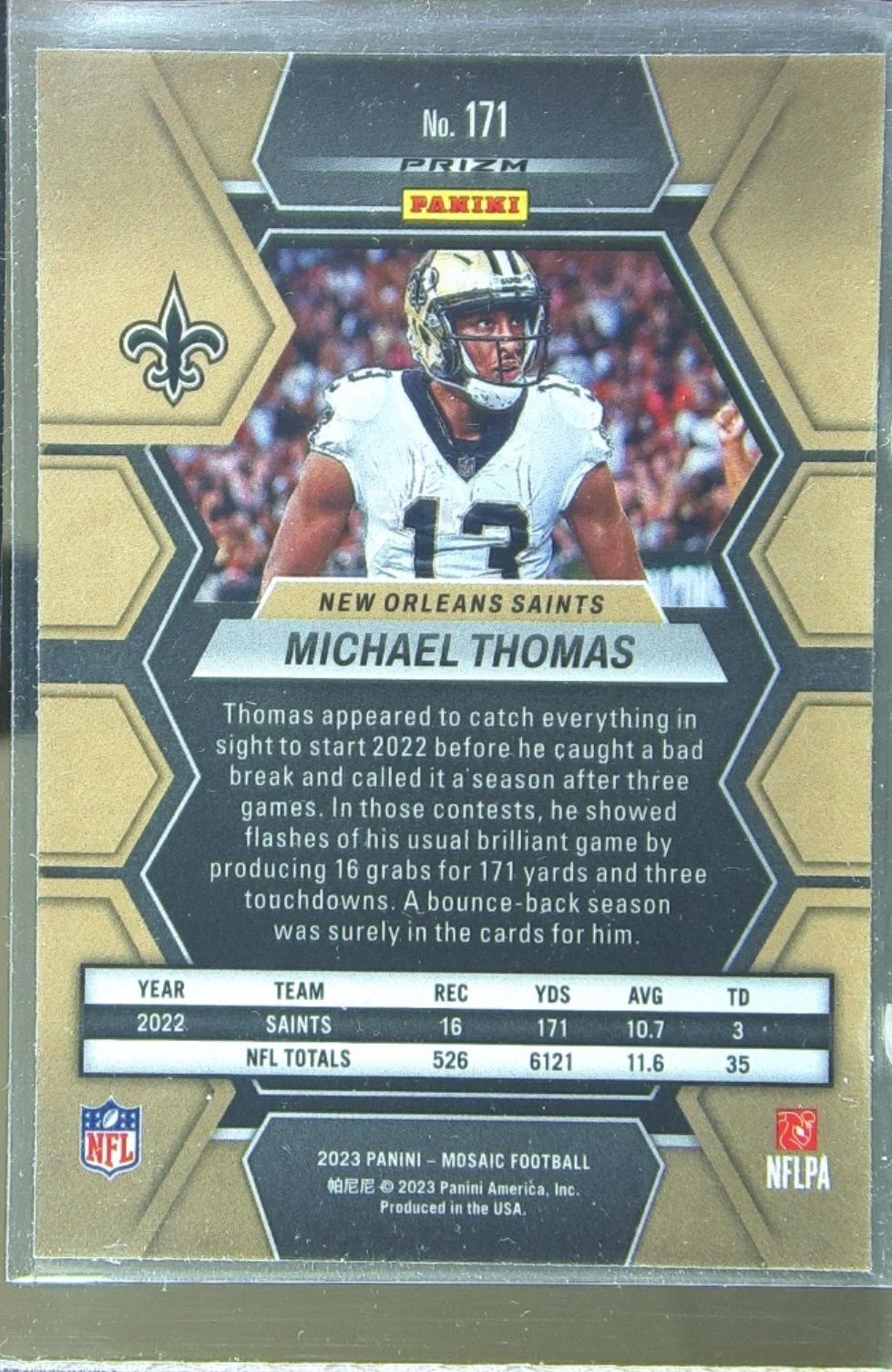 2023 Mosaic Michael Thomas Silver #171 Saints - Image 3