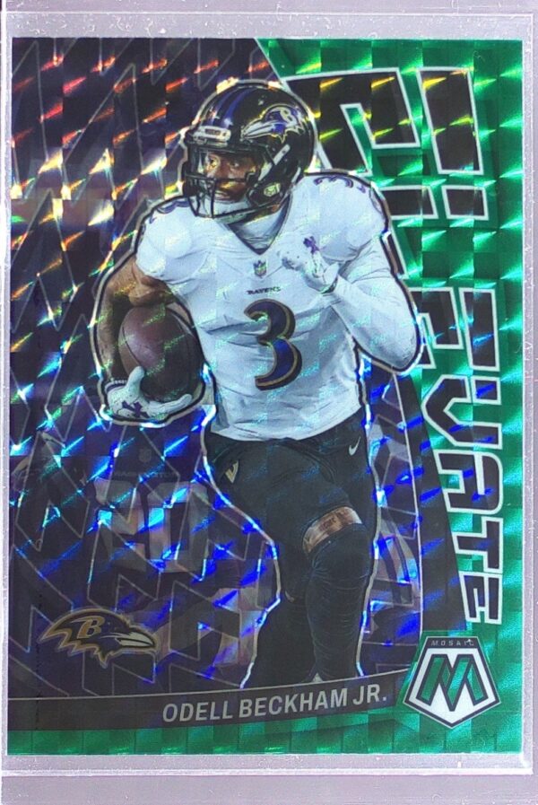 2023 Mosaic Odell Beckham Jr. #E-OBJ Ravens Elevate Mosaic Green