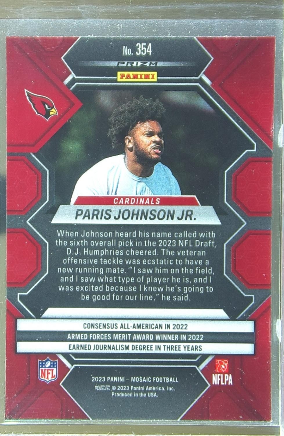 2023 Mosaic Paris Johnson Jr. RC #354 Cardinals - Image 3