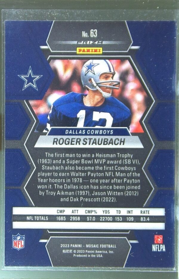 2023 Mosaic Roger Staubach Camo Pink Mosaic #63 Cowboys - Image 3