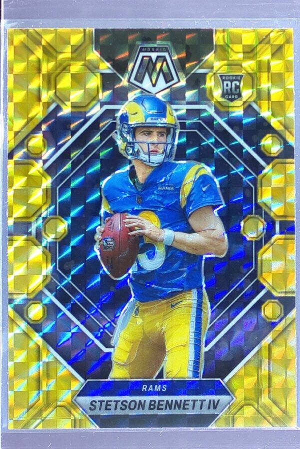 2023 Mosaic Stetson Bennett IV Reactive Yellow Mosaic RC #362 Rams