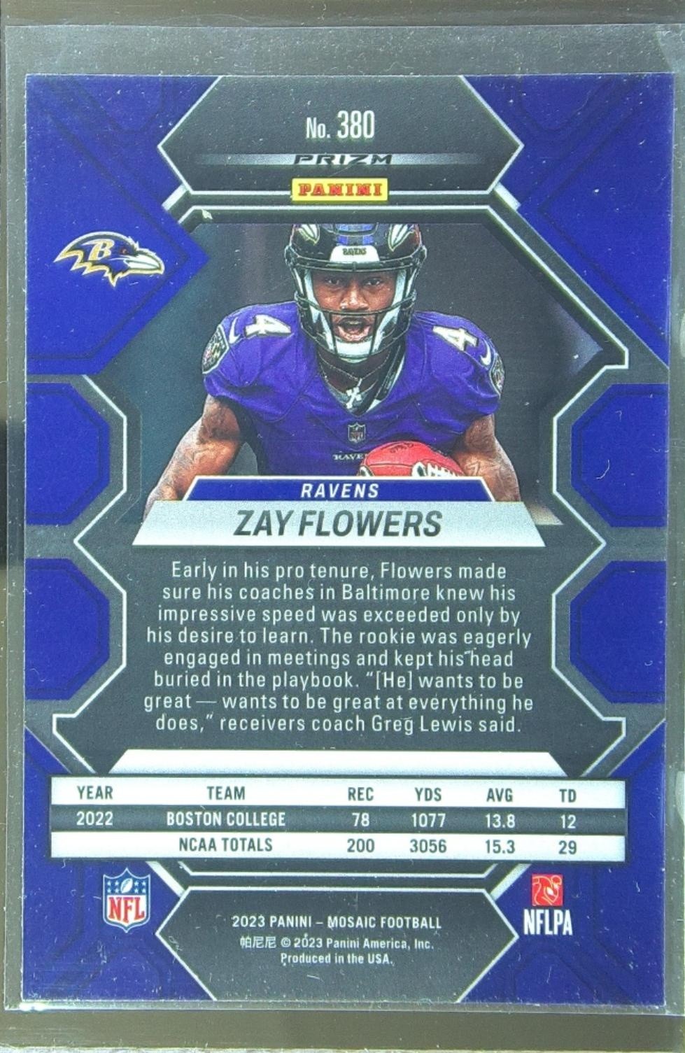 2023 Mosaic Zay Flowers Reactive Blue Mosaic RC #380 Ravens - Image 3