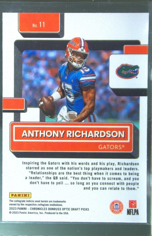 2023 Panini Chronicles Draft Picks Anthony Richardson RC #11 Donruss Optics - Image 3