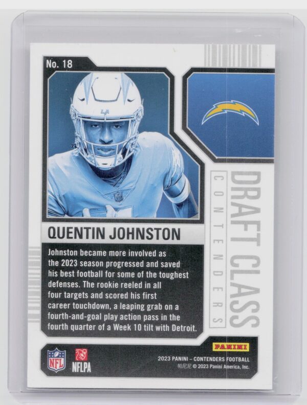2023 Panini Contenders Quentin Johnston Draft Class Red Rookie #18 Chargers - Image 3