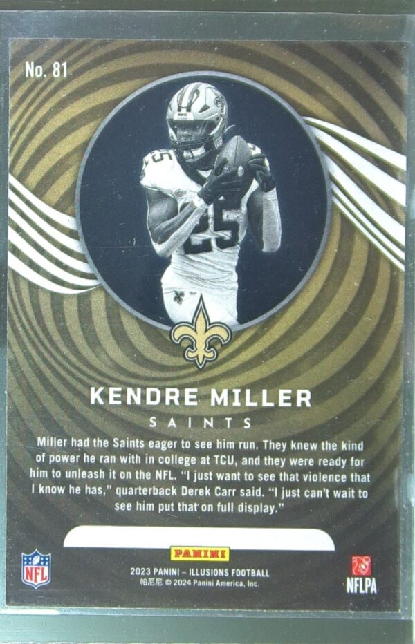 2023 Panini Illusions Kendre Miller Emerald Trophy Collection RC #81 Saints - Image 3
