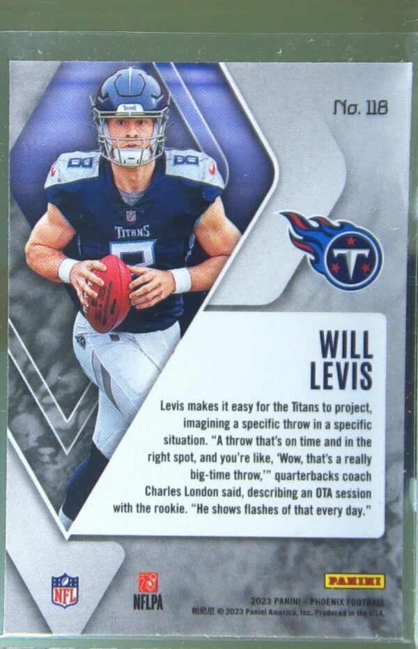 2023 Panini Phoenix Will Levis RC #118 Titans - Image 3