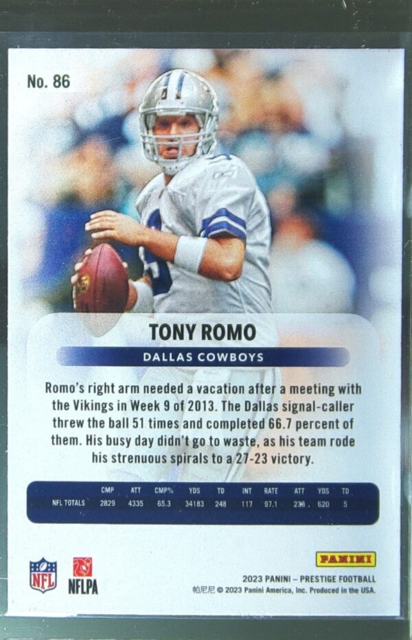 2023 Panini Prestige Tony Romo Xtra Points Hyper #86 Cowboys - Image 3