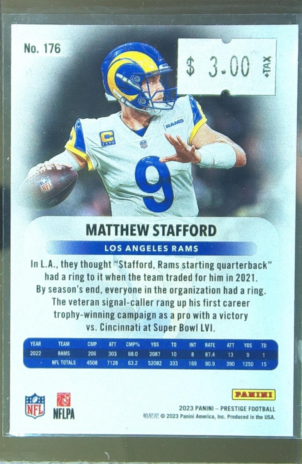 2023 Prestige Matthew Stafford Xtra Points Diamond #176 Rams - Image 3