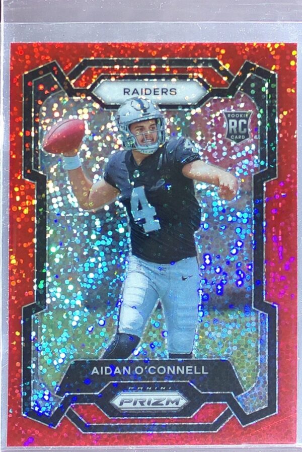 2023 Prizm Aidan O'Connell Red Sparkle RC #360 Raiders