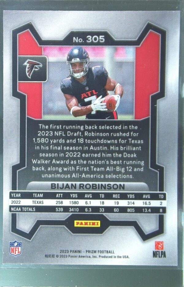 2023 Prizm Bijan Robinson RC #305 Falcons - Image 3