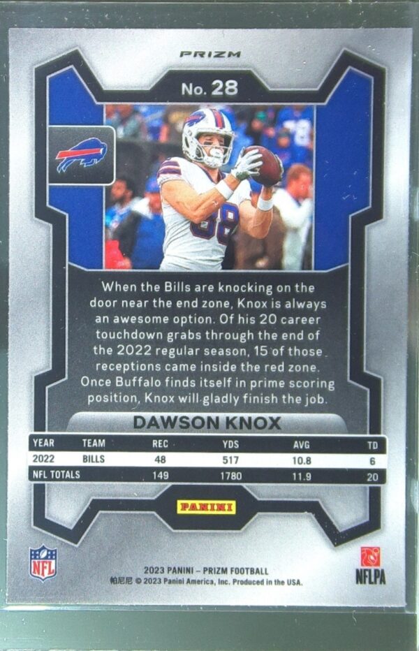 2023 Prizm Dawson Knox Orange Disco #28 Bills - Image 3