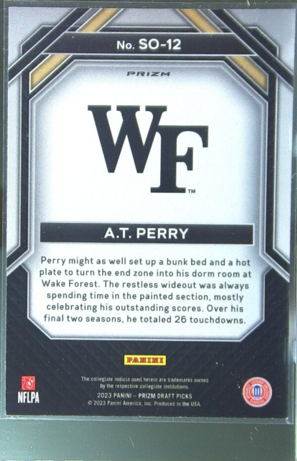 2023 Prizm Draft Picks A.T. Perry RC #SO-12 Deacons Student Orientation Green - Image 3