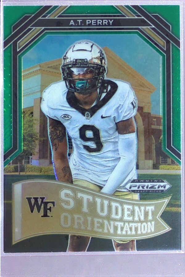 2023 Prizm Draft Picks A.T. Perry RC #SO-12 Deacons Student Orientation Green