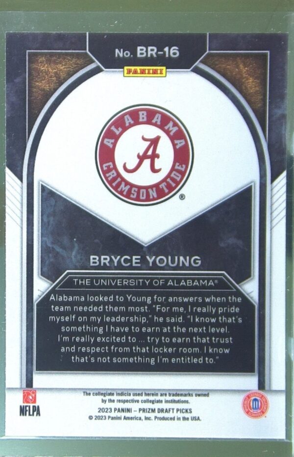 2023 Prizm Draft Picks Bryce Young RC #BR-16 Tide Brilliance - Image 3