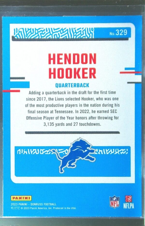 2023 Prizm Hendon Hooker Silver RC #329 Lions - Image 3