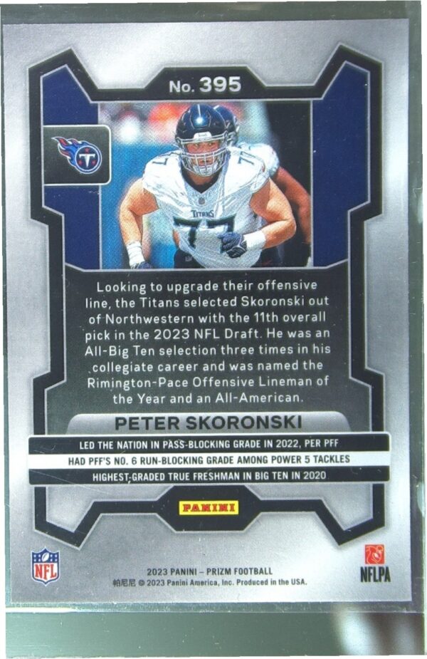 2023 Prizm Peter Skoronski RC #395 Titans - Image 3