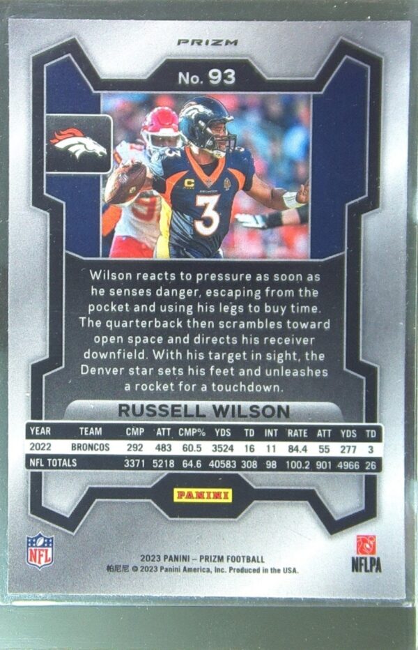 2023 Prizm Russell Wilson Green Wave #93 Broncos - Image 3