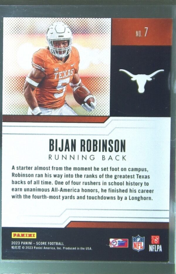 2023 Score Bijan Robinson RC #7 Longhorns Protential - Image 3