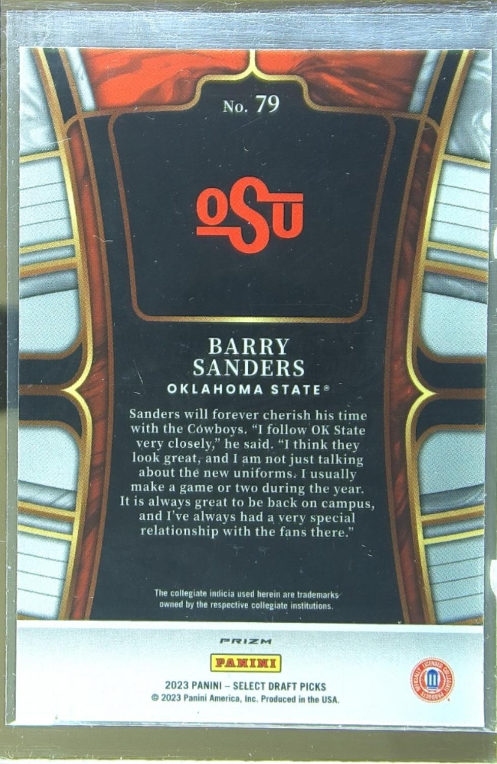 2023 Select Draft Picks Barry Sanders Silver Prizm #79 Cowboys - Image 3