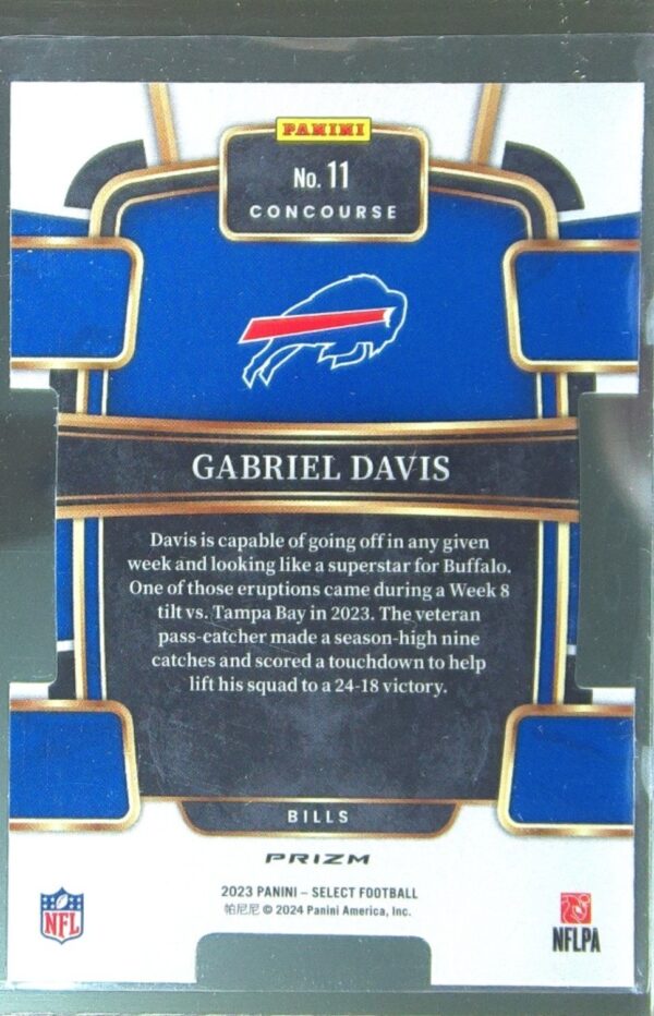 2023 Select Gabriel Davis Red and Yellow Prizms Die Cuts #11 Bills - Image 3