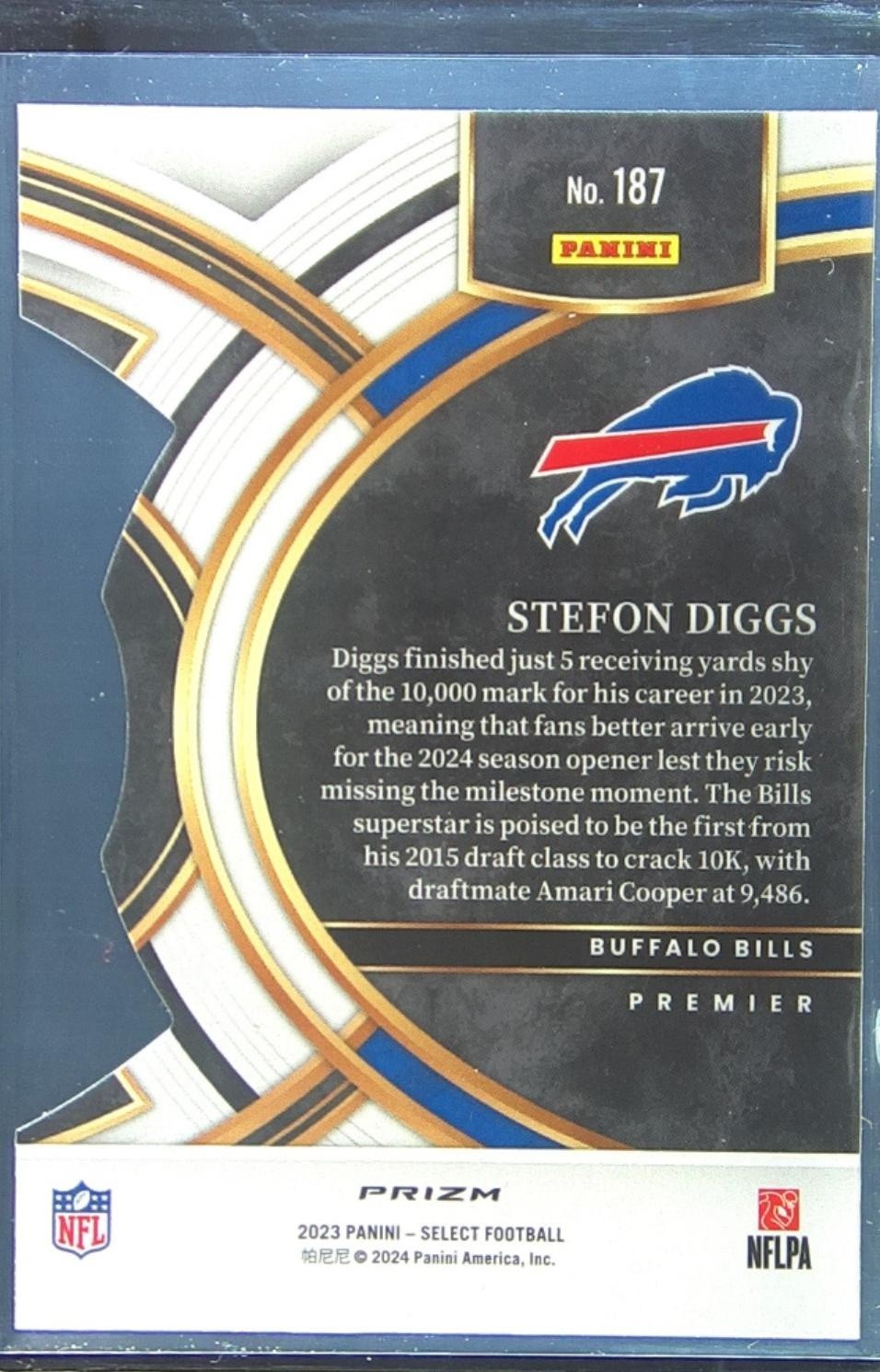 2023 Select Stefon Diggs Green and Yellow Prizms Die Cuts #187 Bills - Image 3