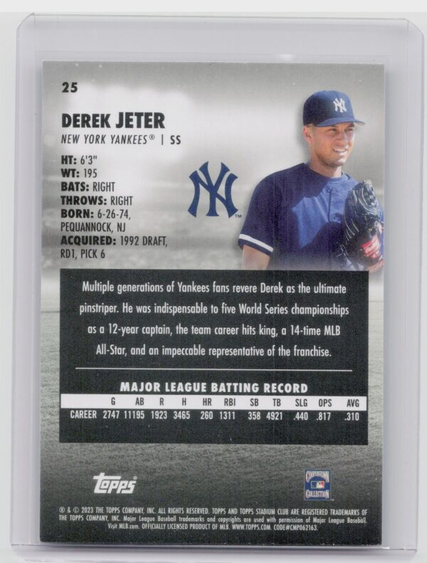 2023 Stadium Club Derek Jeter #25 Yankees - Image 3