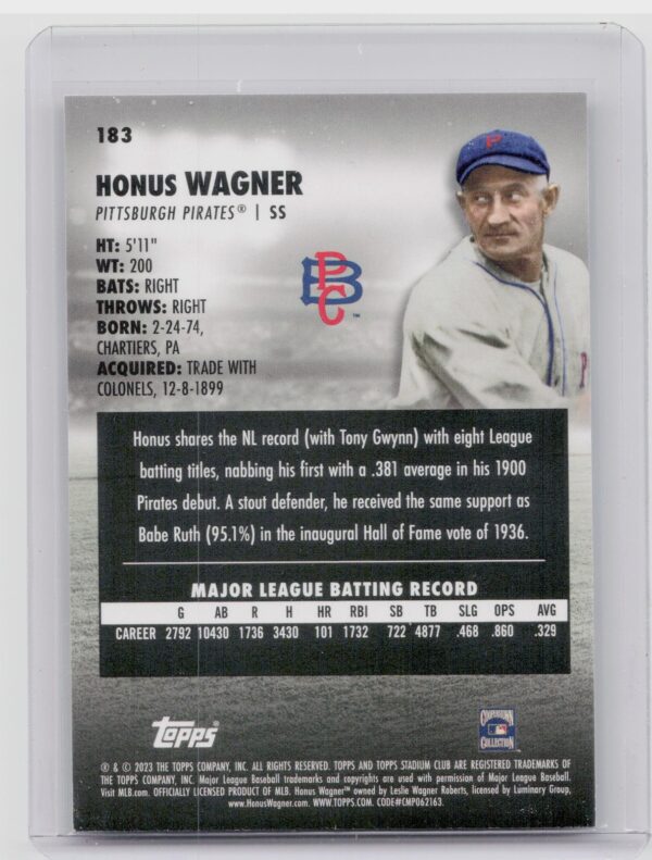 2023 Stadium Club Honus Wagner Red Foil #183 Pirates - Image 3