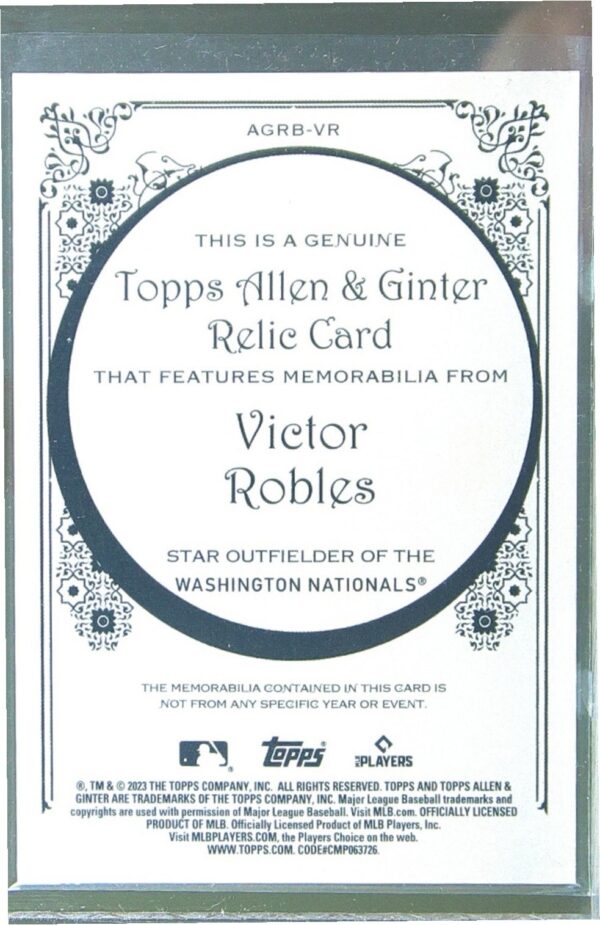 2023 Topps Allen & Ginter Victor Robles JSY #AGRB-VR Nationals Allen & Ginter B - Image 3